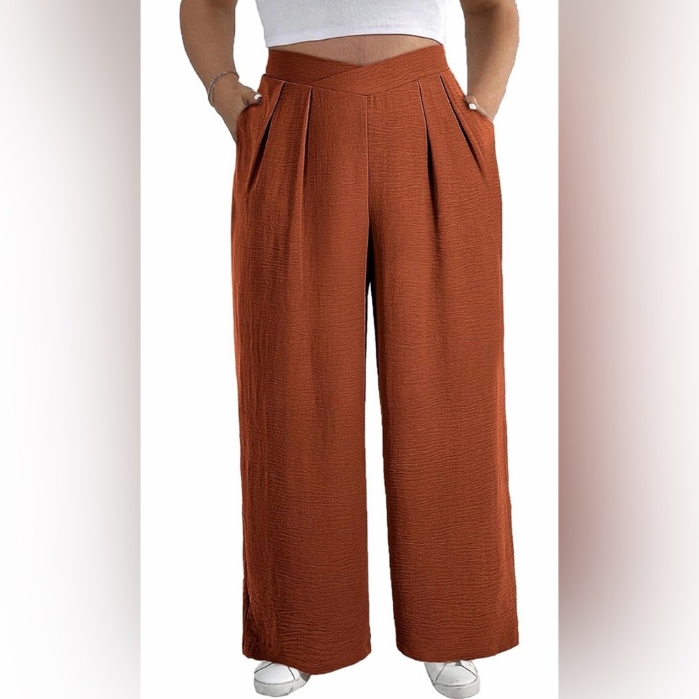 🆕Pleated Front Casual Work Pants Lounge Trouser with Pockets(1X-5X)